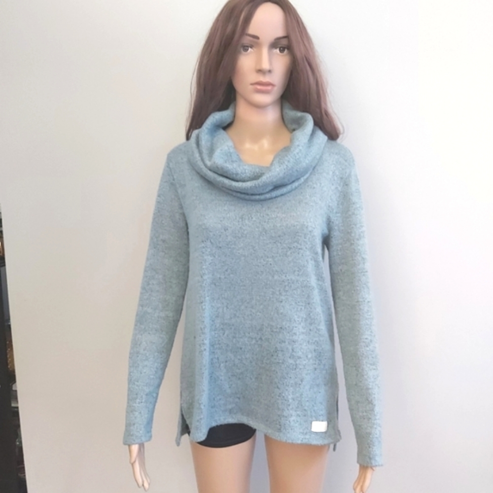 DKNY light blue cowl neck knit sweater
